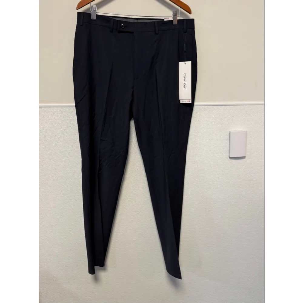 Calvin Klein Navy Slim Fit Men’s Dress Pants Jerome 36W x 32L NEW NWT MSRP: $190